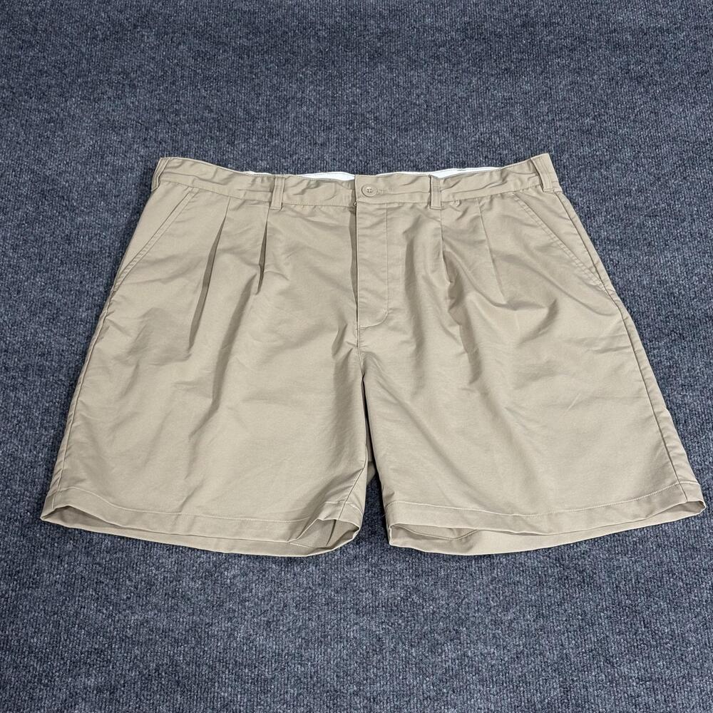 Reebok Golf Shorts Mens 40 Khaki Pleated Stretch Performance Polyester Spandex